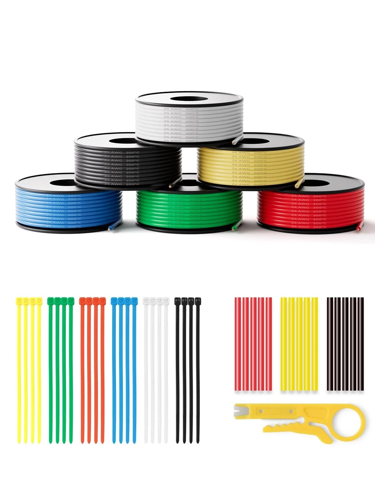 24 Gauge Wire 157ft,Stranded Silicone Electrical Wire Spool 24 AWG,26.2ft/8m …