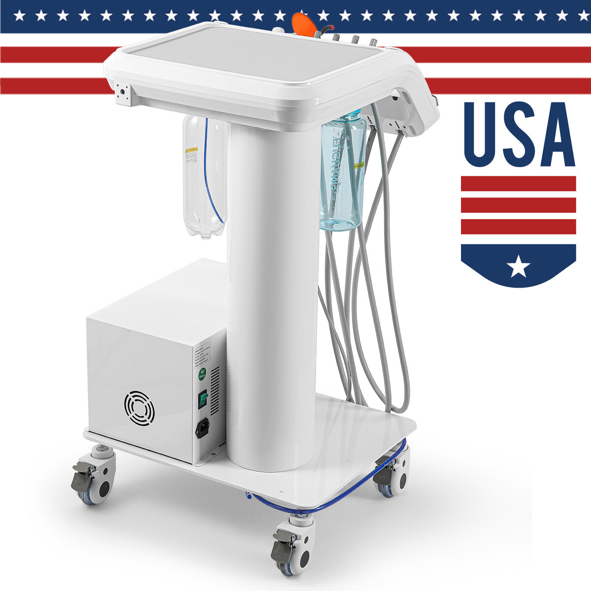 Portable Dental Mobile Delivery Unit Air Compressor Rolling Cart Suction System