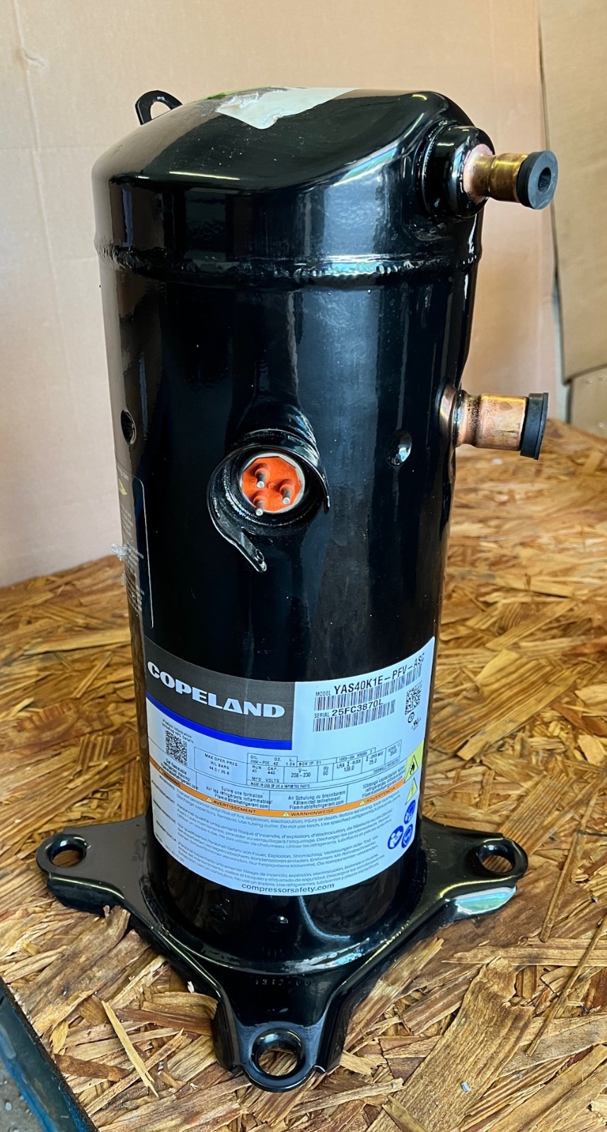Copeland Hermetic Scroll Compressor YAS40K1E-PFC-ASC 1 Phase 50/60 Hz 200-230V