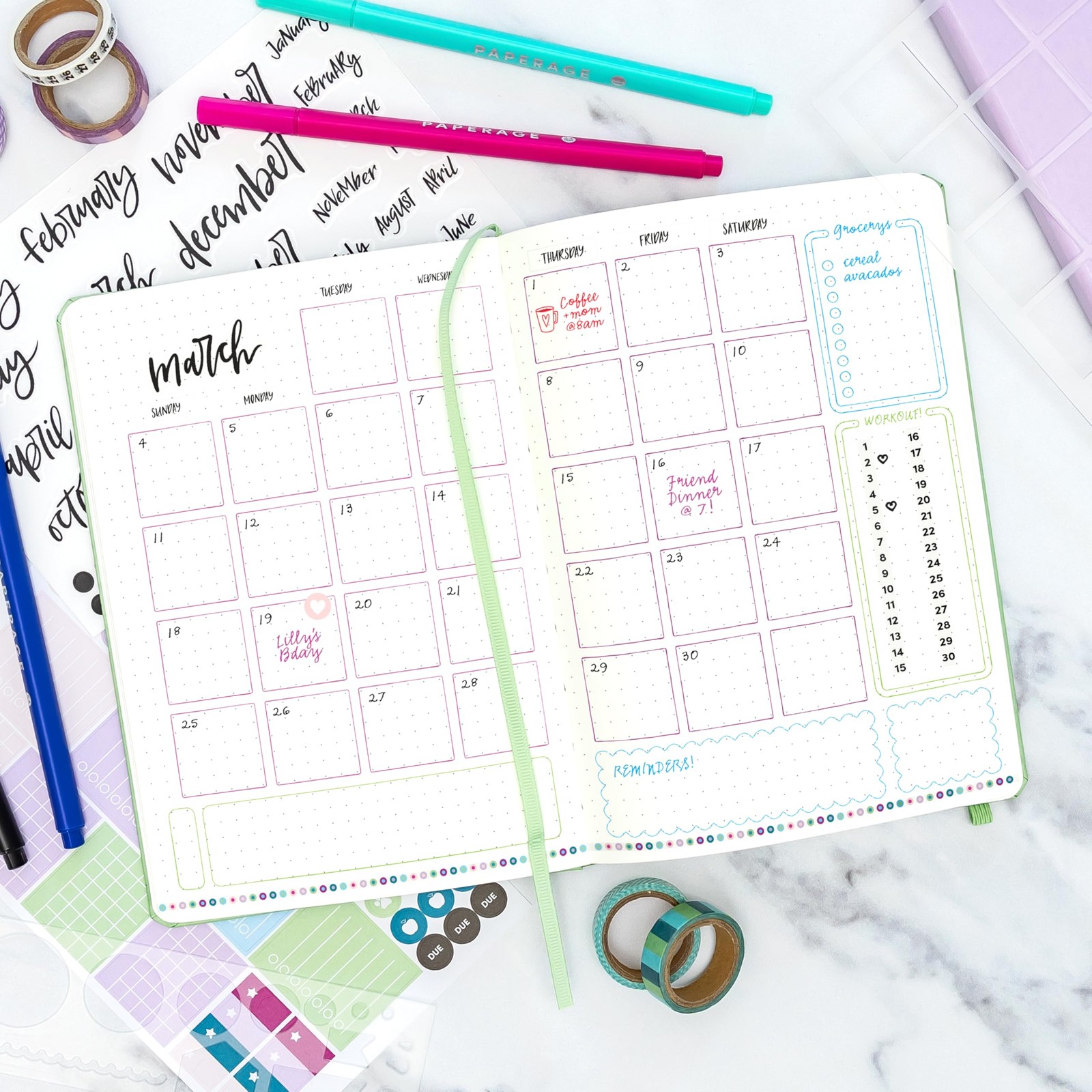 PAPERAGE Dotted Journal Notebook, (White), 160 Pages, Medium Dotted, White