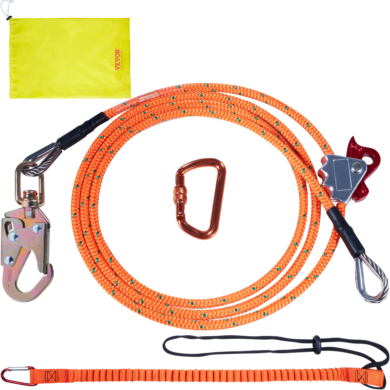 VEVOR Steel Core flipline 1/2″ x 8′ Arborist Flipline for Tree Climbing