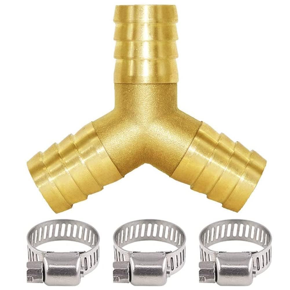 Joywayus 1″ Hose Barb Y Shaped 3 Way Union Fitting Intersection/Split Brass W…