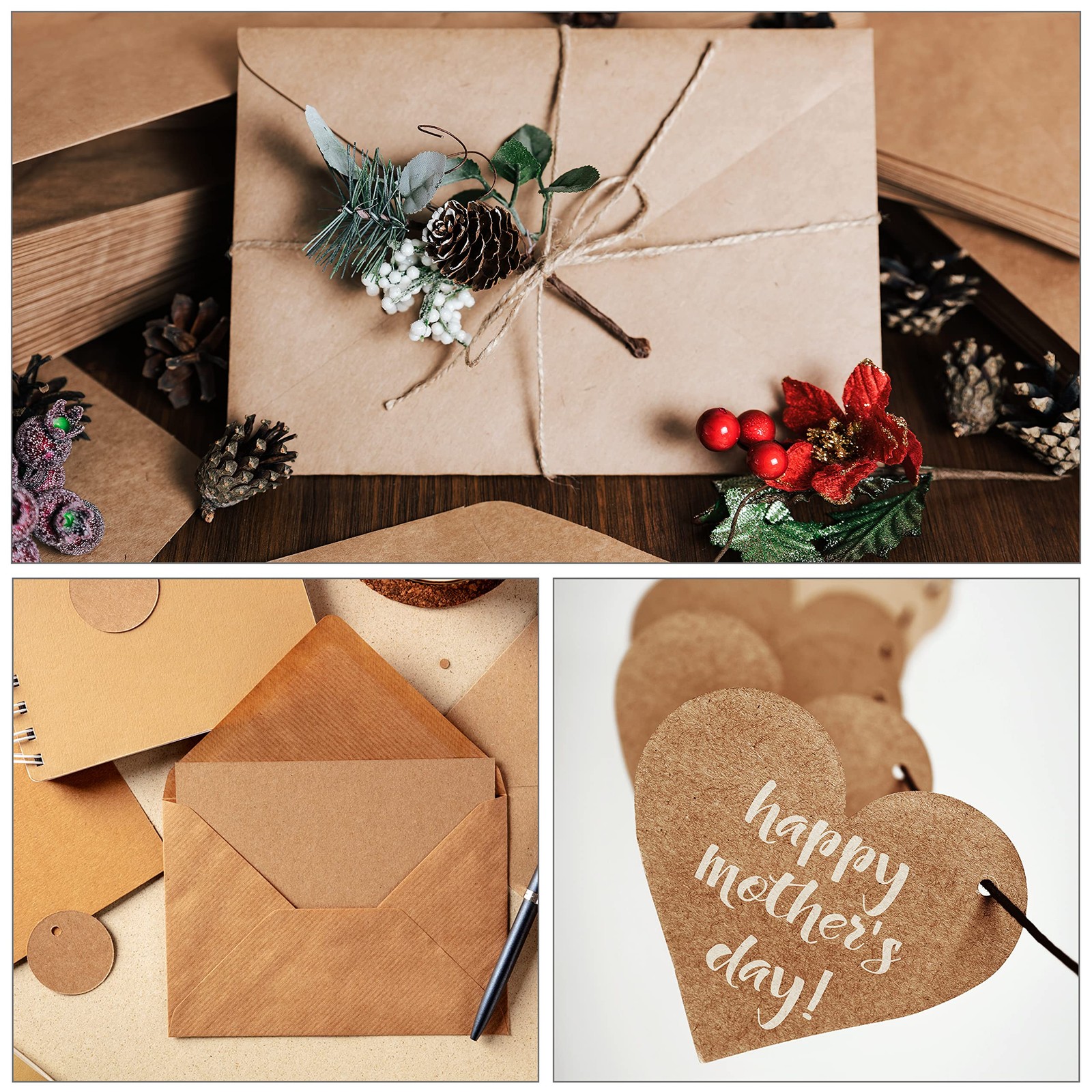 60 Sheets Brown Kraft Cardstock 8.5×11 Inch Printer Paper for Invitations Crafts