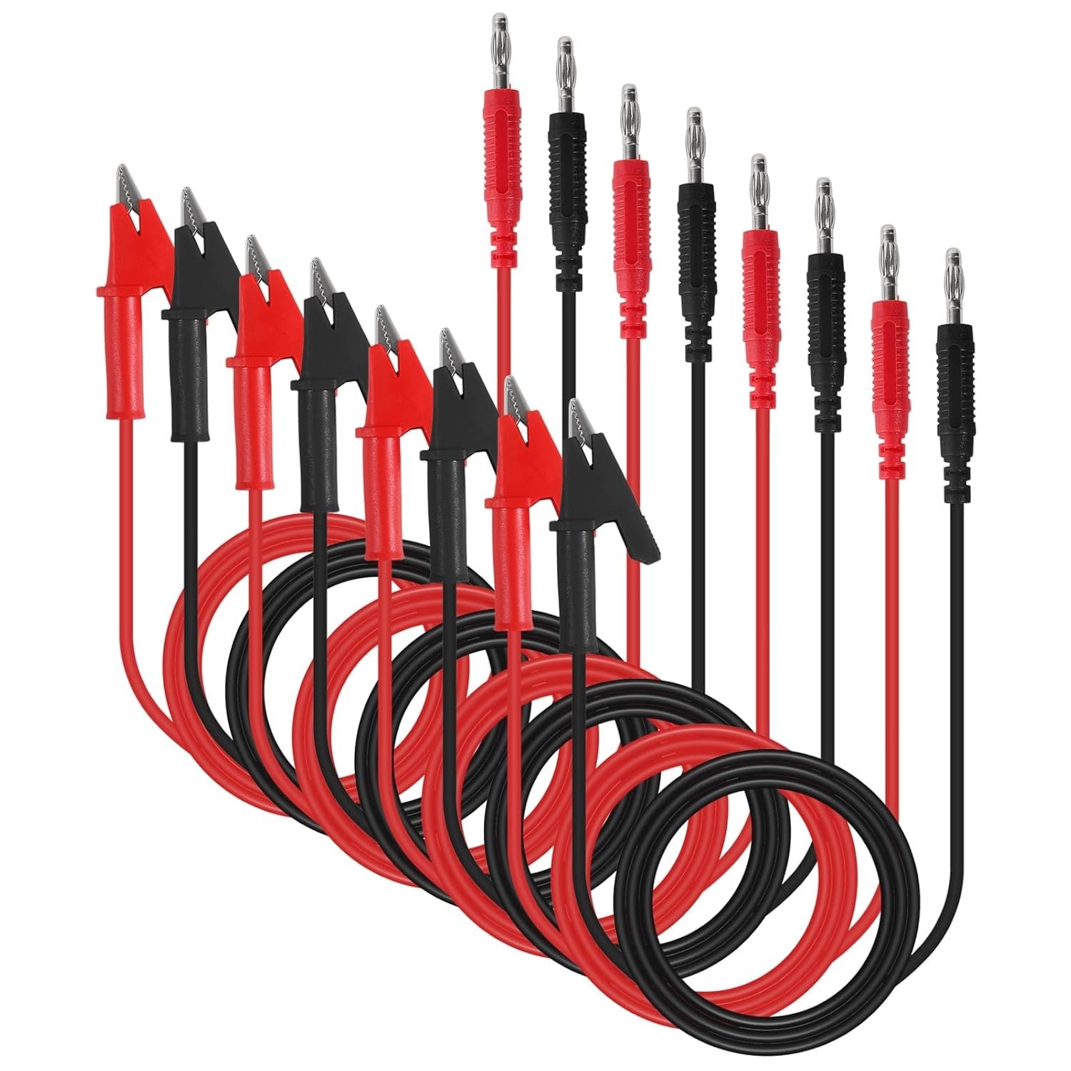 8PCS 4mm Banana Plug to Alligator Clip Lead Wire Cable Set 14AWG for Multime…