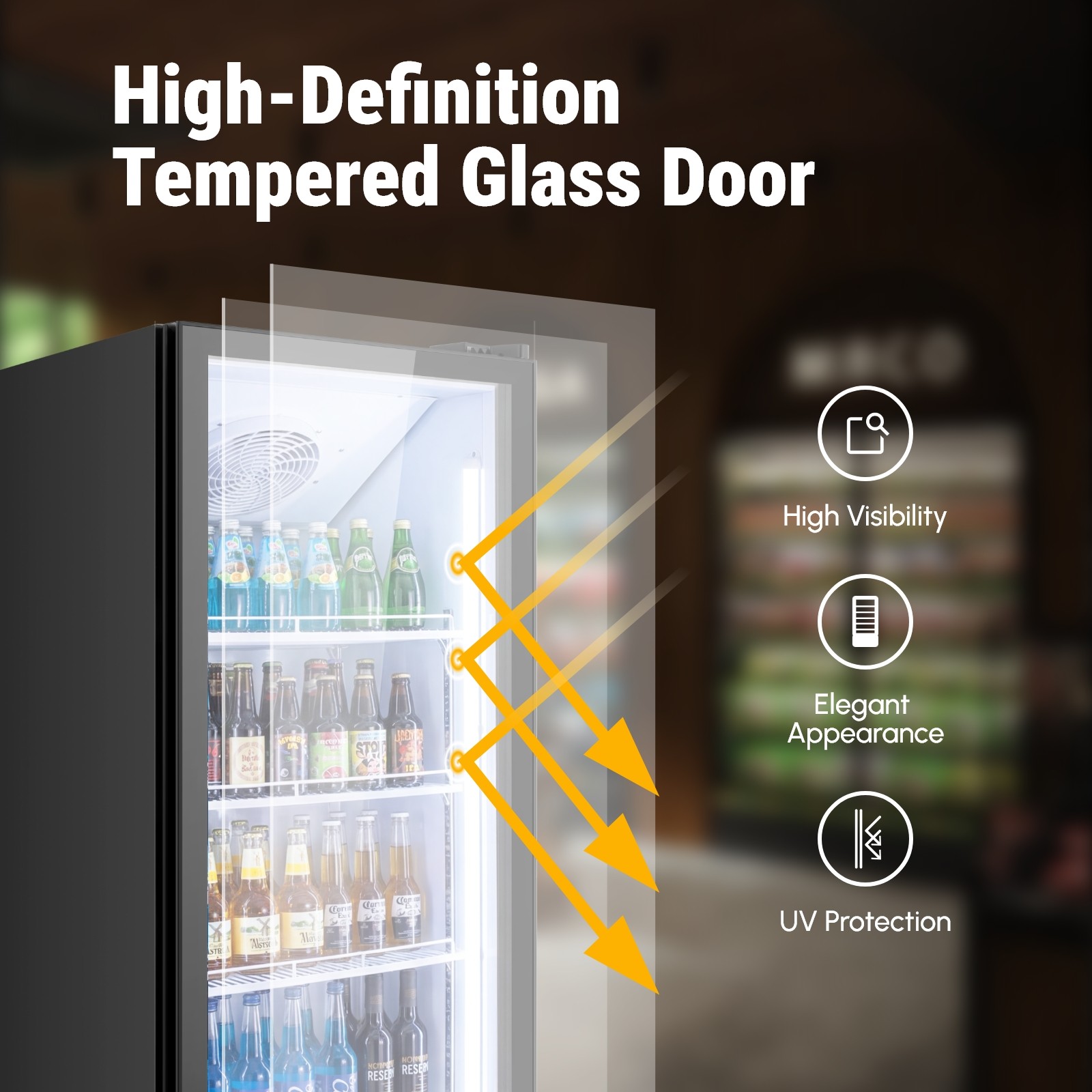 Yeego Commercial Drink Fridge Merchandiser Display Cooler 12.36 Cu.ft Glass Door