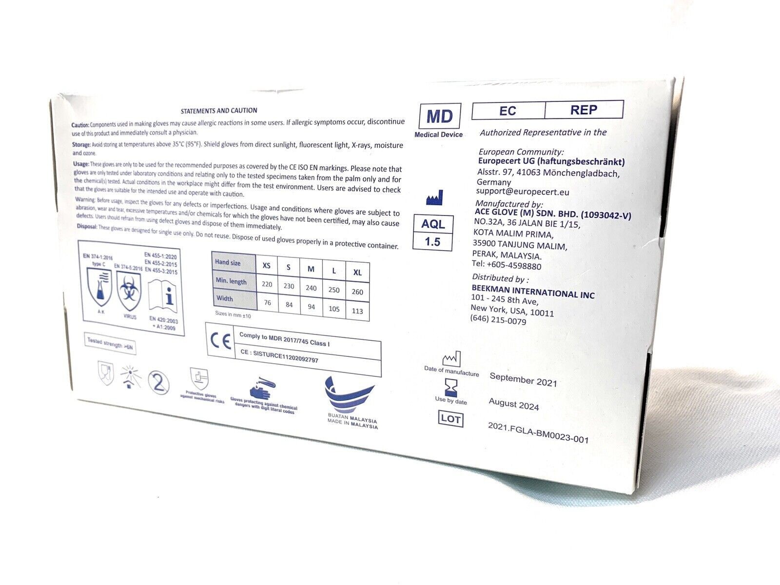 First Guard LT100 Latex Powder Free Examination 1000 Gloves Exp. 2024-Sep