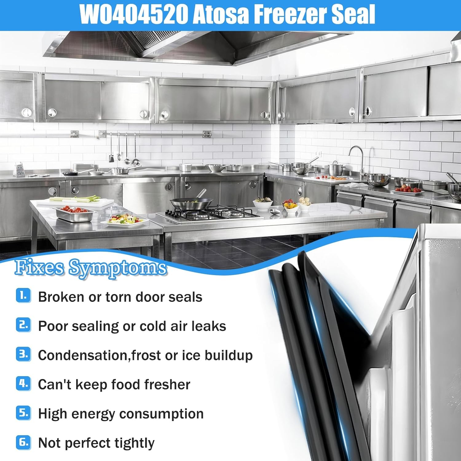 Door Gasket for Atosa Refrigerator (2-Door) MSF8302 MSF8302GR MSF8306 MSF8306GR