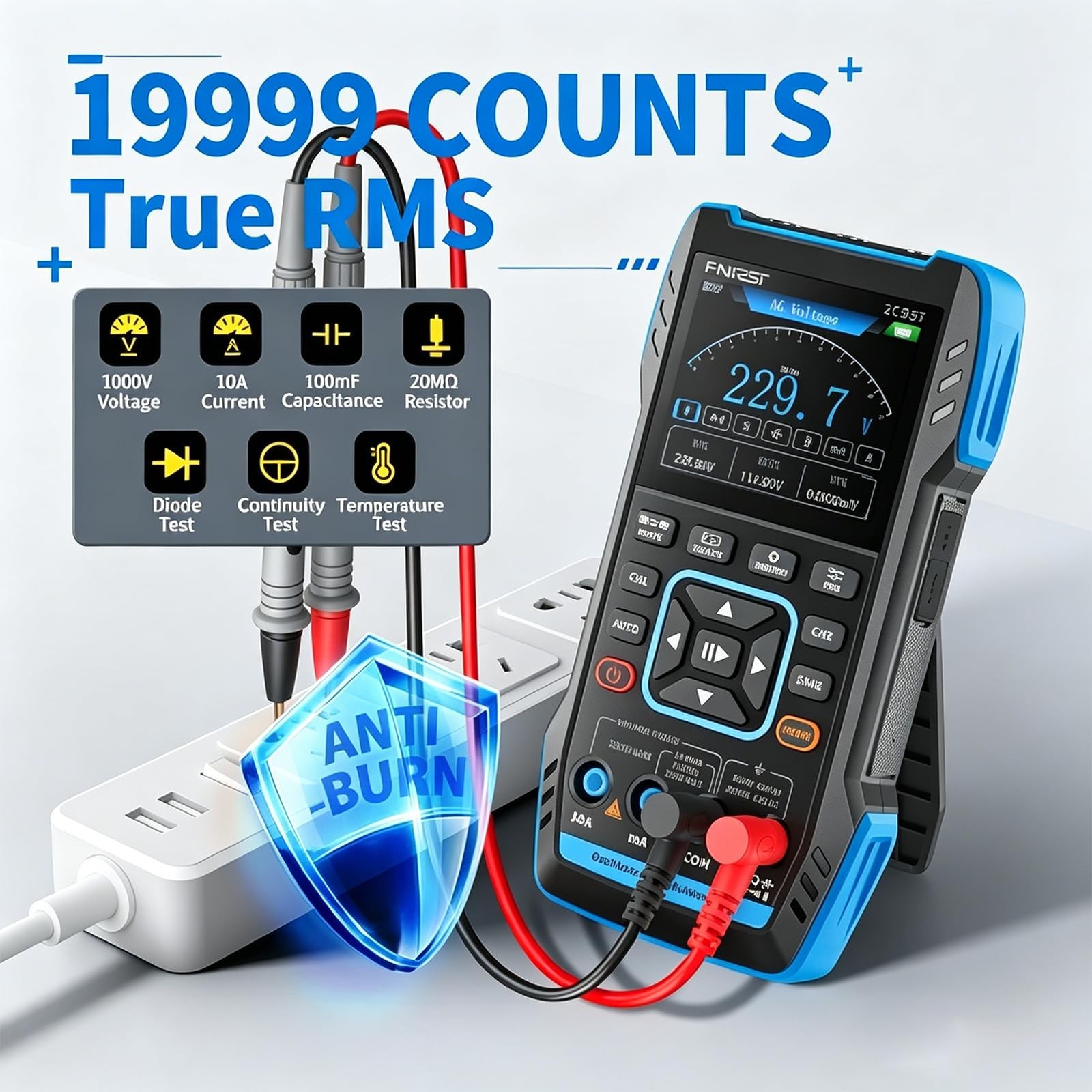 3-in-1 Handheld Oscilloscope 50MHz 2CH, 250MSa/s Sampling, Multimeter & Signal G