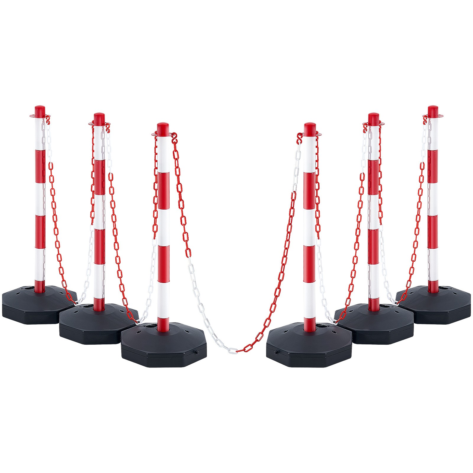 VEVOR 6PCs Traffic Delineator Post Cones with Fillable Base 6.6 FT Chain