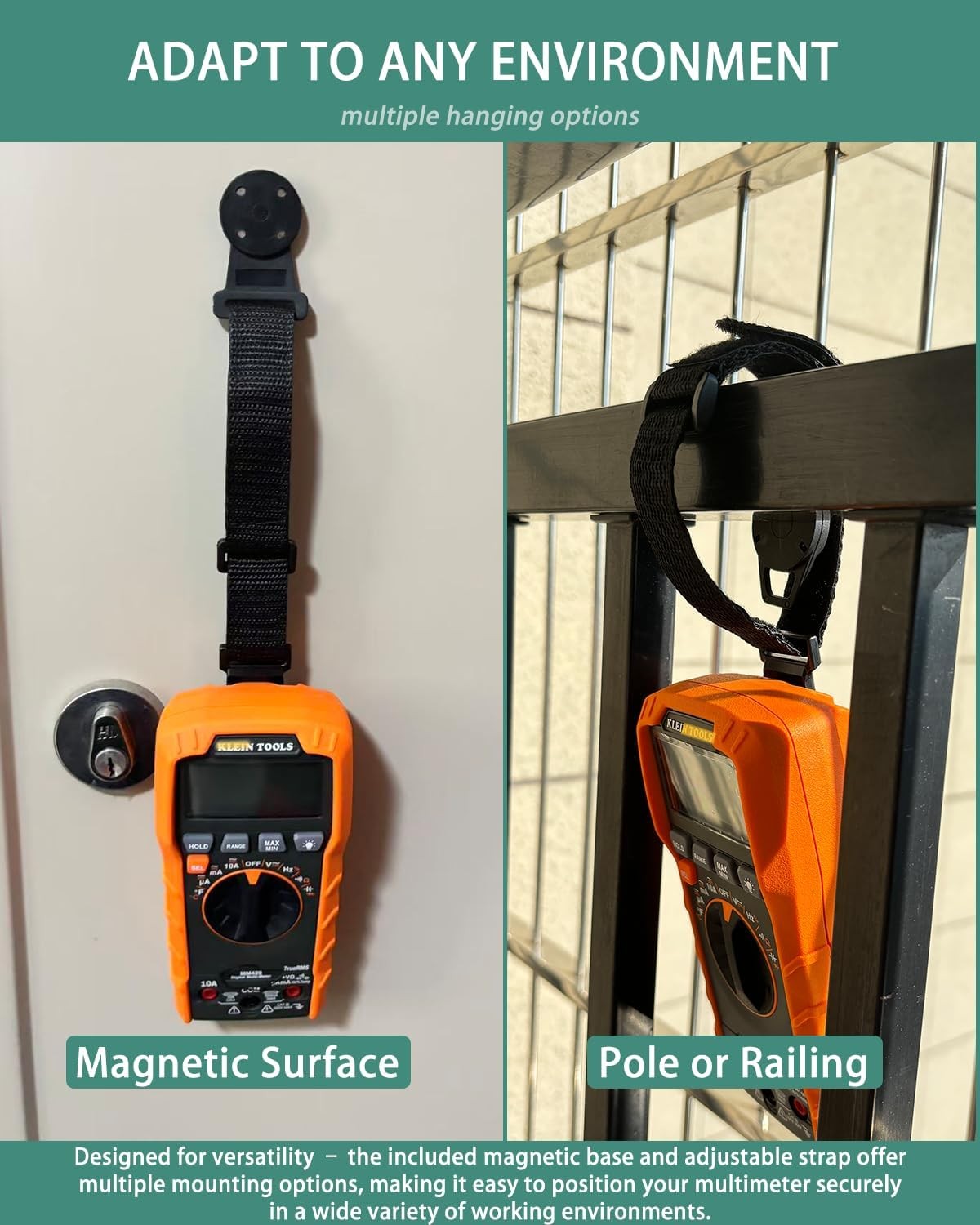 Magnetic Hanging Strap Hands-Free Holder for Klein Tools Multimeter MM & CL Seri