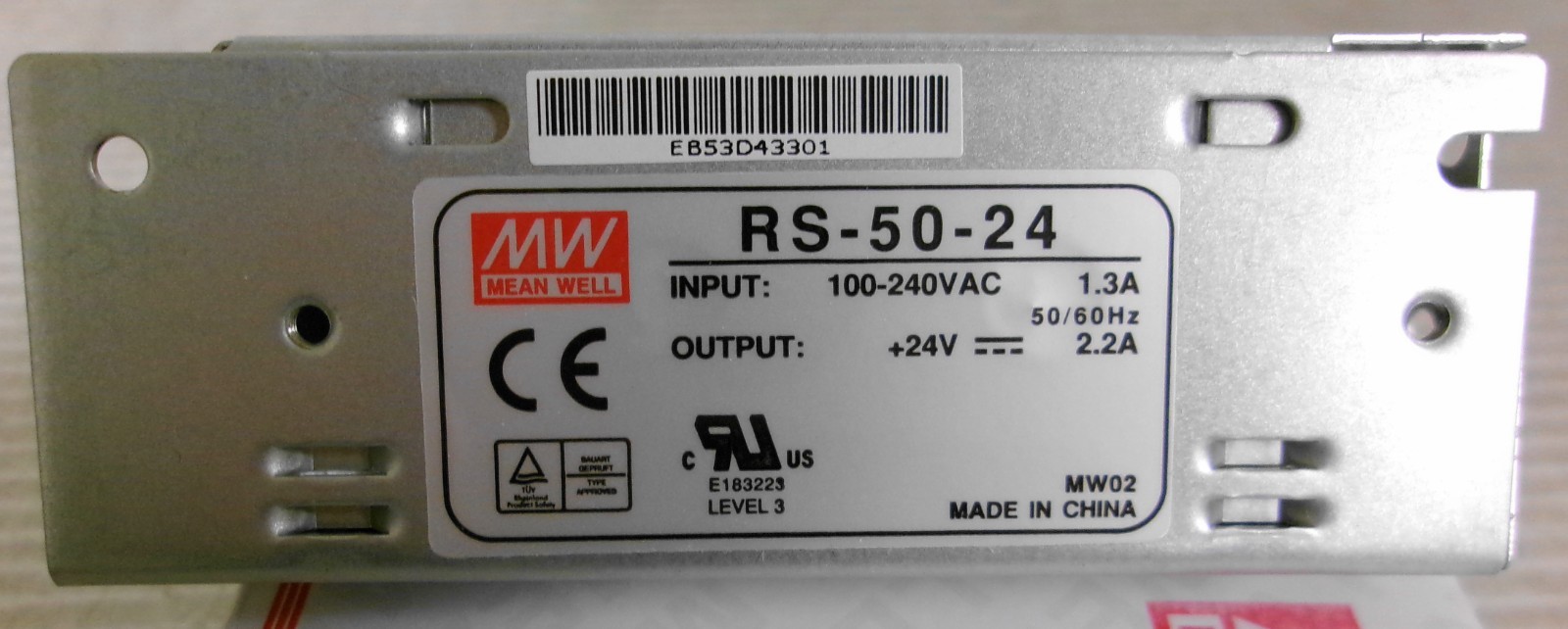 Mean Well RS-50-24 Power Supply IN 100-240VAC 1.3A OUT +24VDC 2.2A (Lot of 2)
