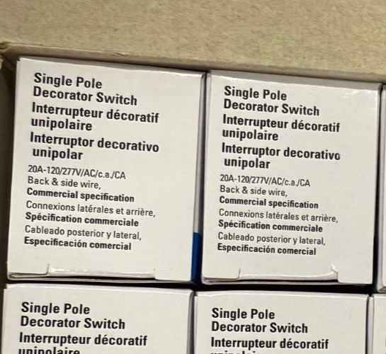 EATON COOPER 7621W COMM GRADE DECORATOR ROCKER SWITCH 20A 120/277V WHITE PICKQTY