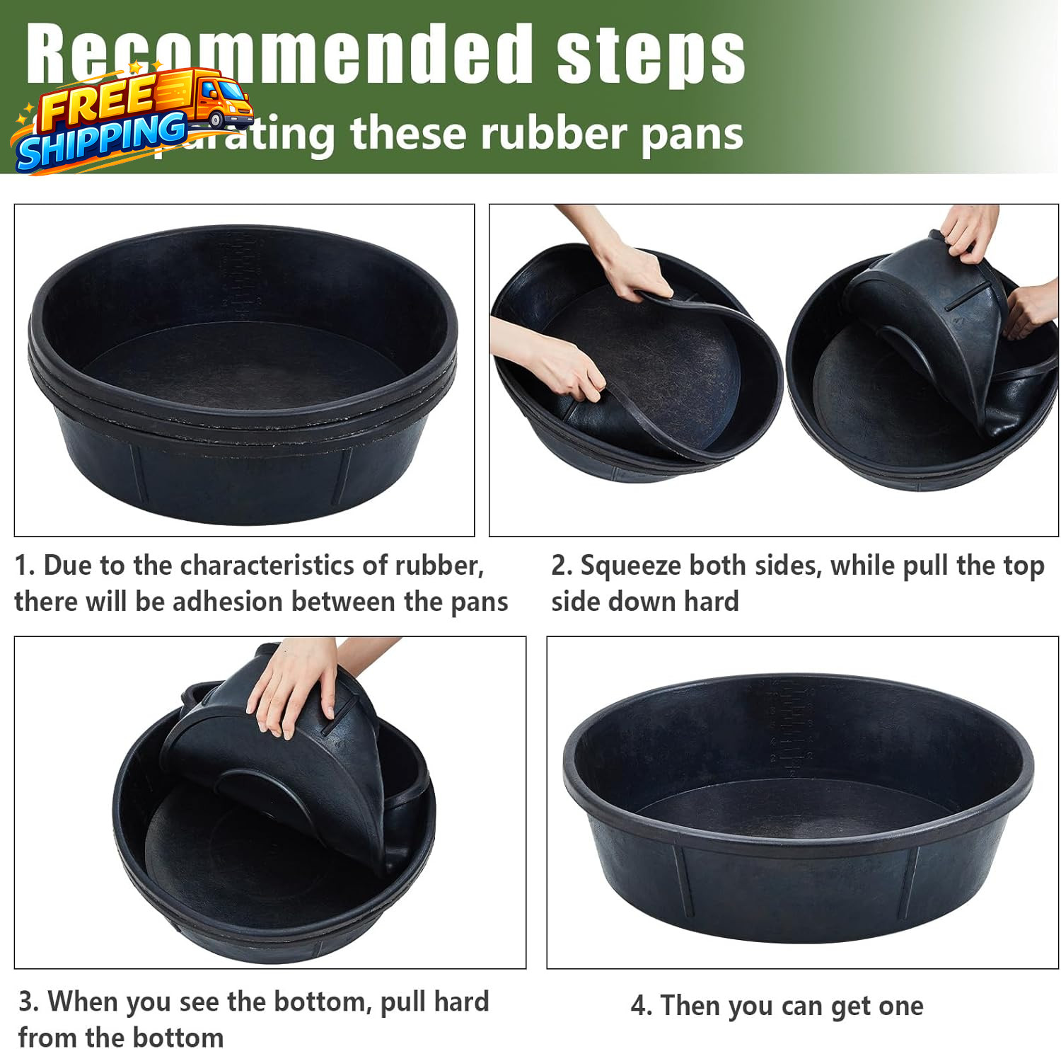 5 Pcs Rubber Feed Pan 12 Quart/ 3 Gallon Utility Horse Feed Bucket Rubber Bowl