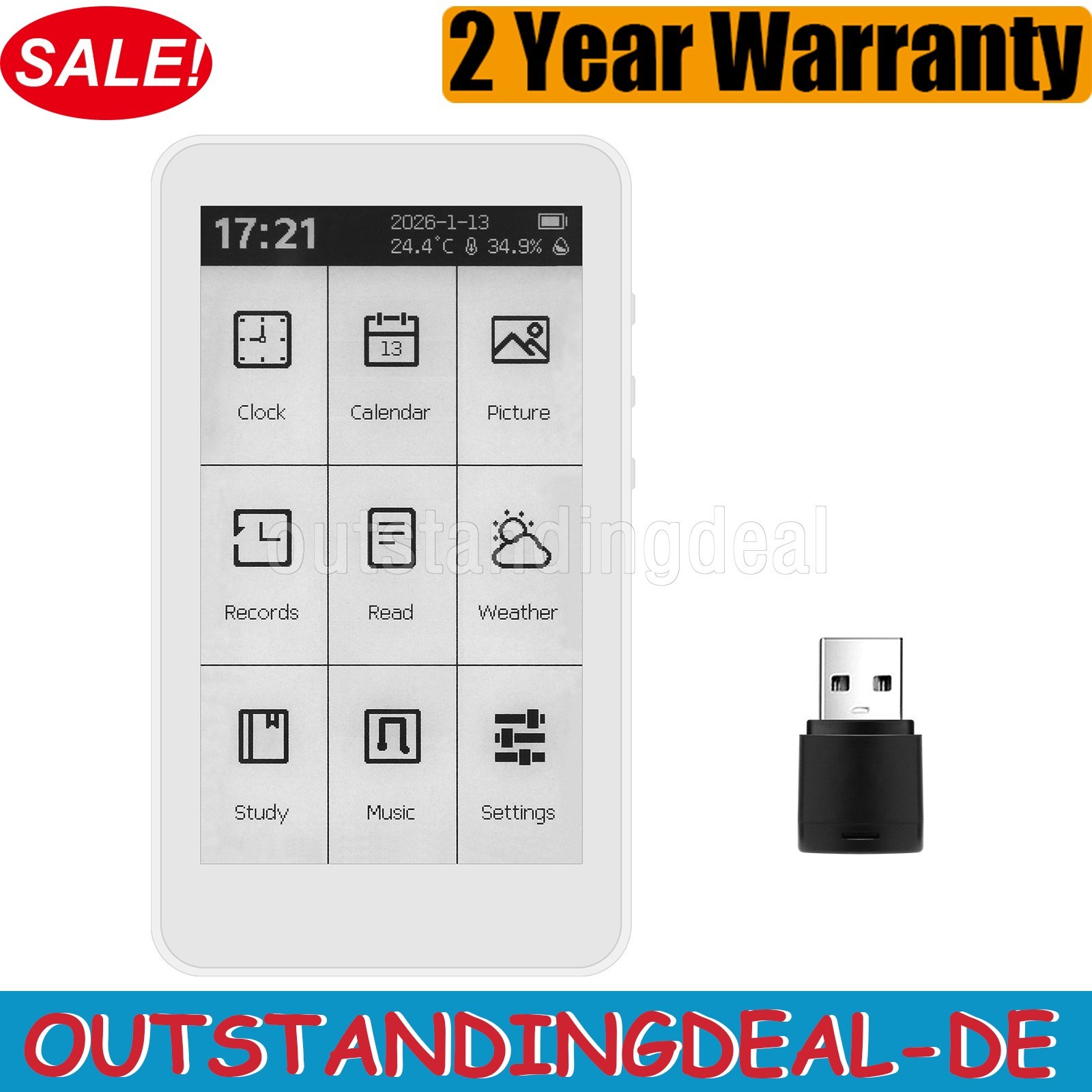 HamGeek M3 E-Book Reader 3.7-inch Touch Screen E-Paper 10-Level Adjustable ot34