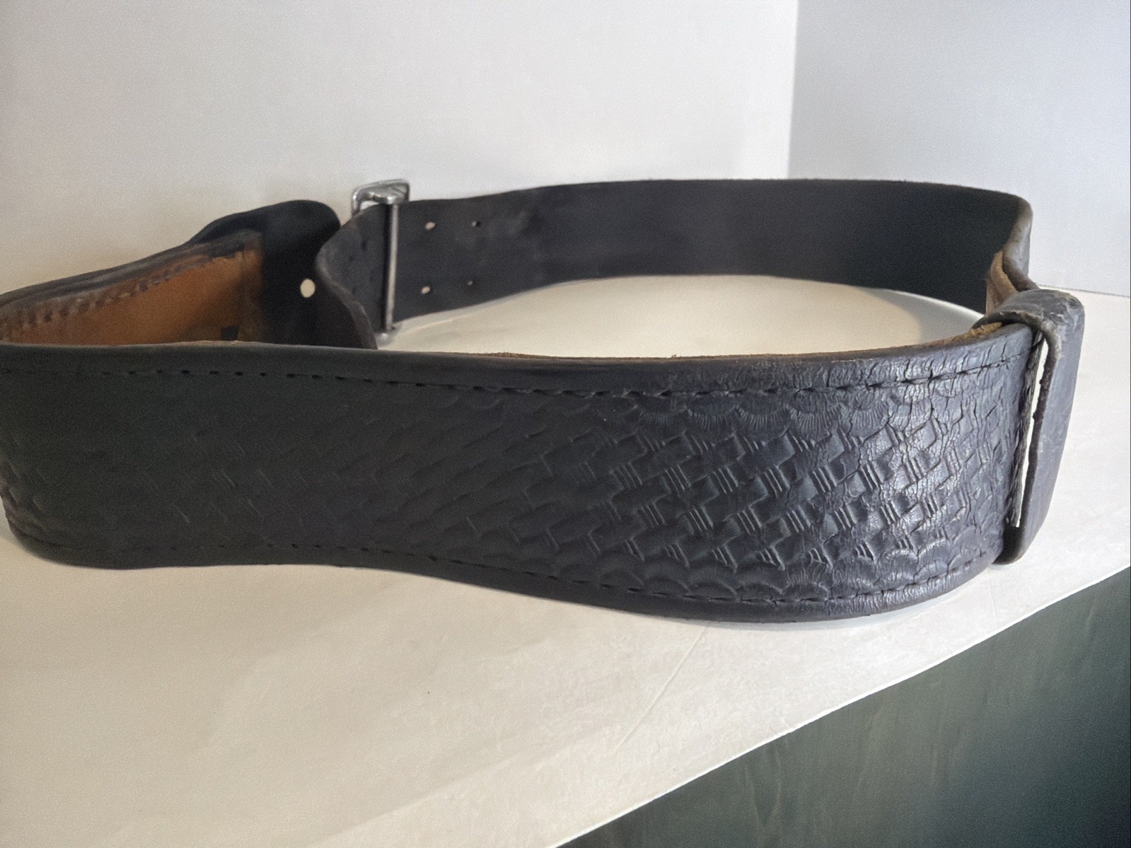 Tex Shoemaker & Sons Basketweave Leather Duty Belt 40” Holster Gun Belt + Buckle