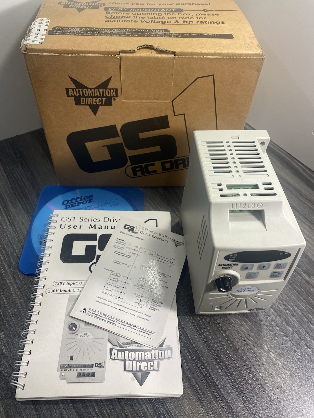AutomationDirect GS1-10P5 AC Drive 120 VAC Input 1/2HP 240V 3 Phase Output – USA