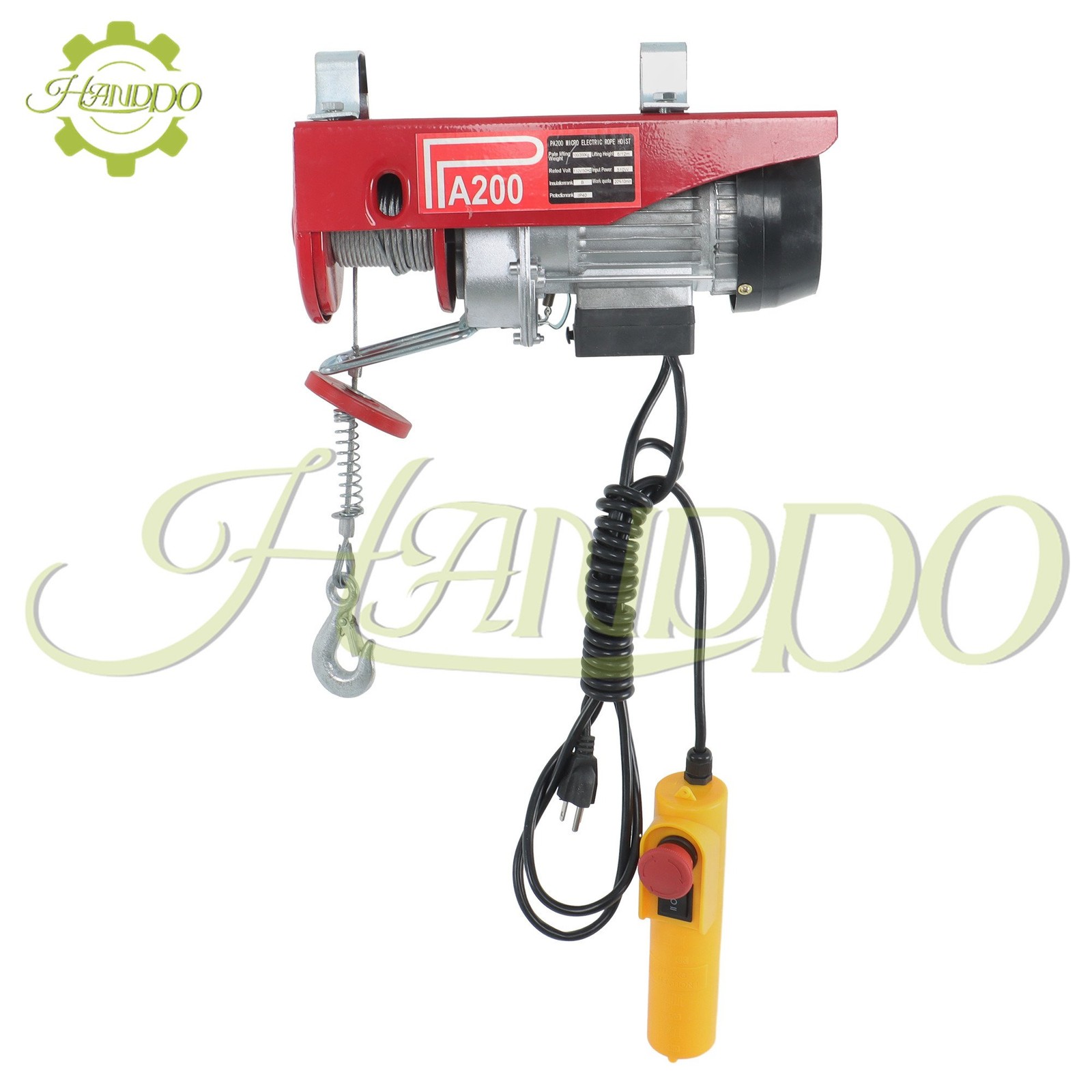 PA200 440lbs / 200kg 110V Mini Electric Hoist 6.6 ft Wired Remote Control