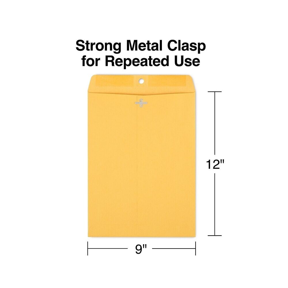 100 Pcs CLASP ENVELOPES 9×12 28lb Kraft Shipping Mailing Gummed Business Manila