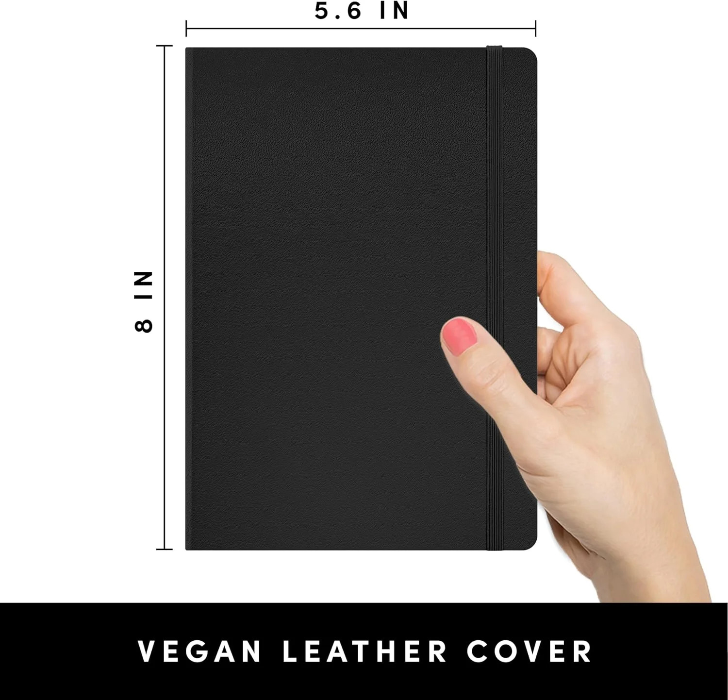 Blank Journal Notebook, (Black), 160 Pages, Medium 5.6 in x 8 in – 100