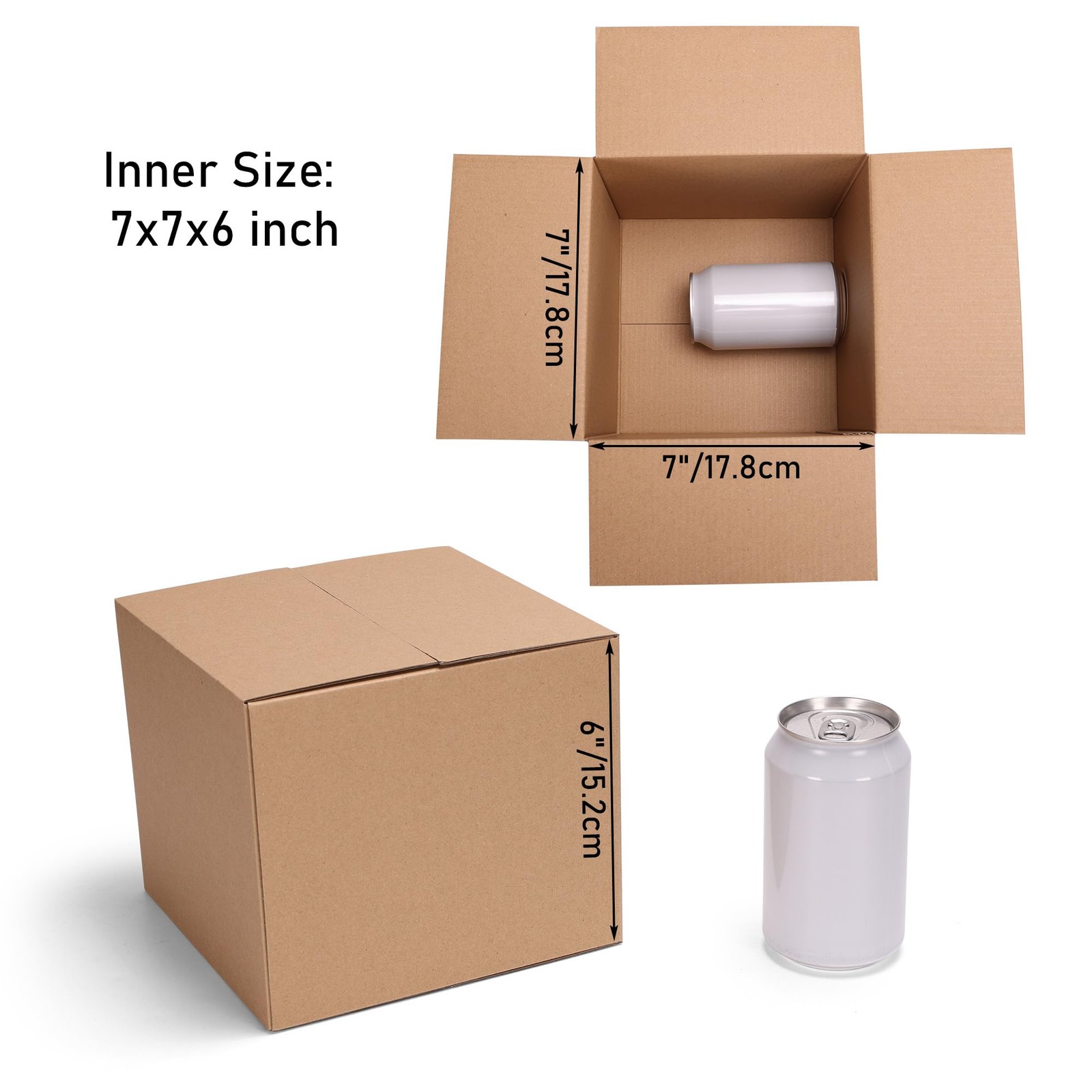 CRUGLA 40 Packs 7x7x6 Shipping Boxes Corrugated Cardboard Inch, Brown
