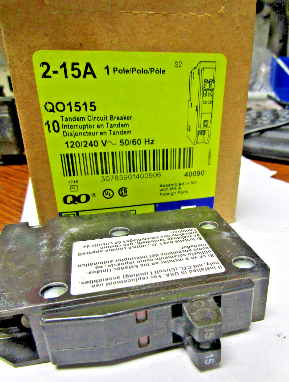 ✌️NEW SQUARE D QO1515 TANDEM CIRCUIT BREAKER 15 AMP 1-POLE 2-15 AMP