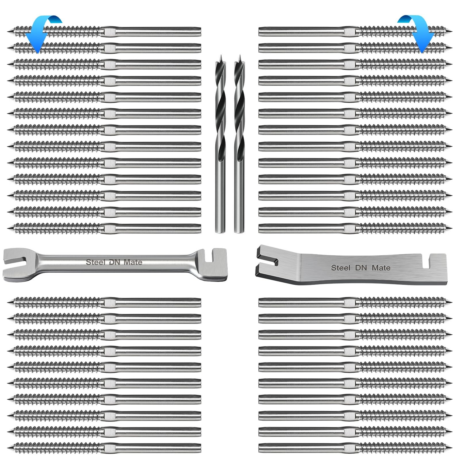 60 Pack T316 Stainless Steel Left&Right Handed Thread Swage Lag Screws for Wo…