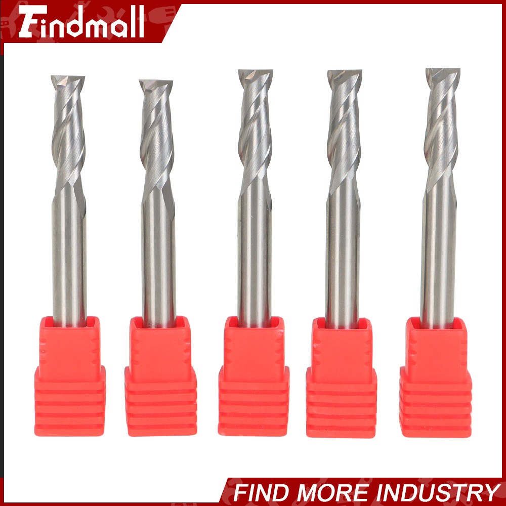 Findmall 5 PCS 1/4″ 2 FLUTE CARBIDE END MILL