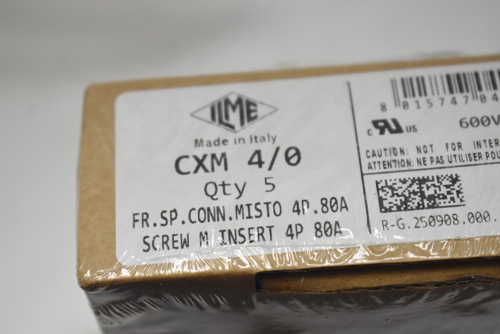 ILME CXM 4/0 4-Pole 80A Screw Insert Connector Blocks Gray Qty 5 600V Italy