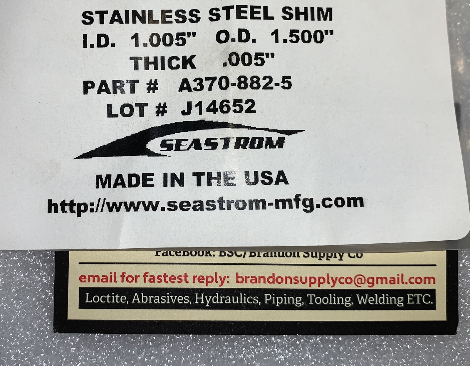 ONE (1) Stainless SS Round Shim I.D: 1.005″ O.D: 1.500″ You Choose Thickness