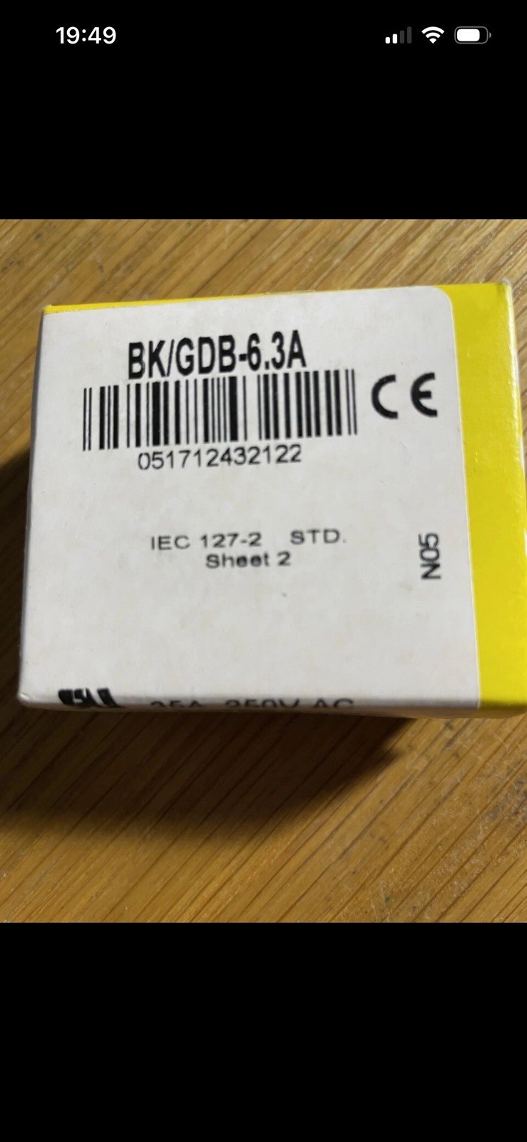 A brand new box of 100 COOPER BussFuses BK/GDB-6.3A fuses