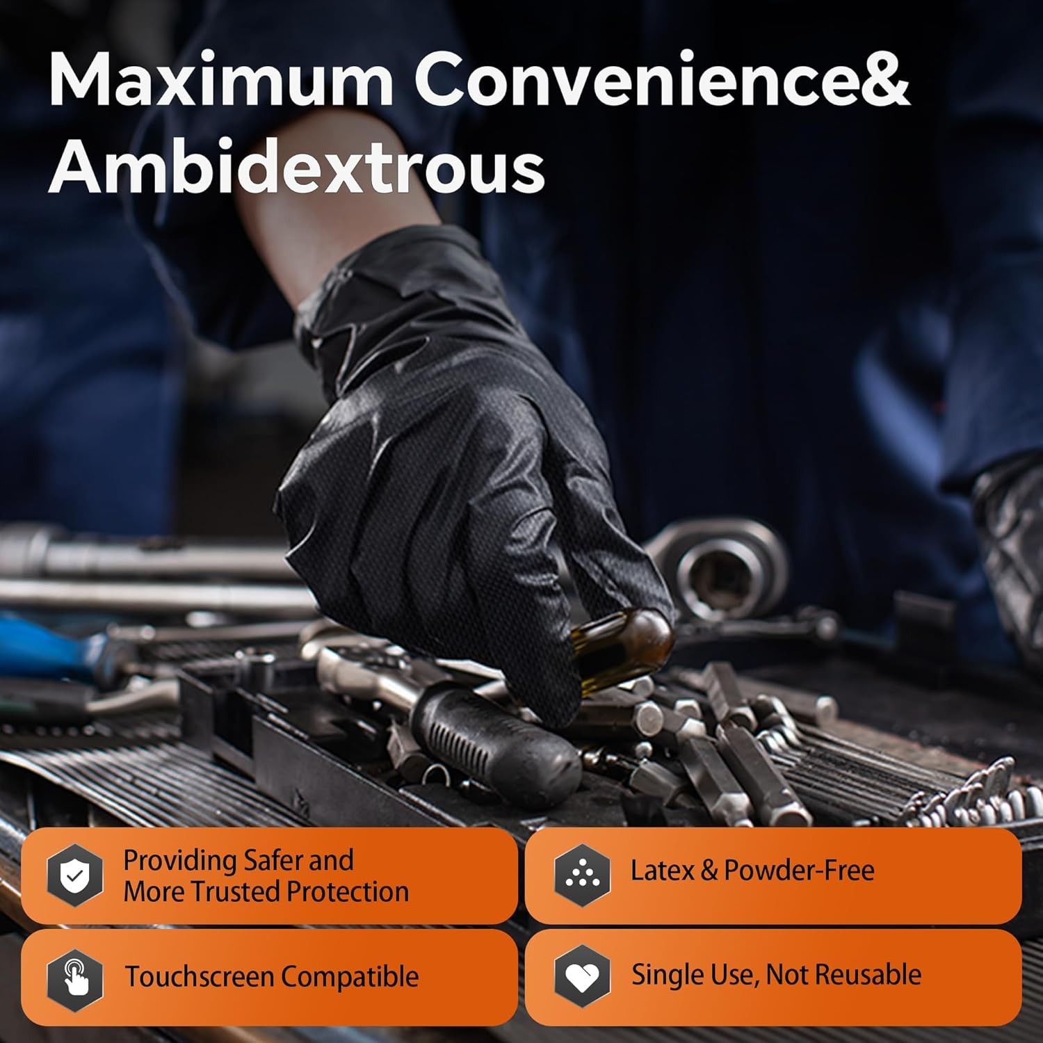 10mil Nitrile Gloves Thick,Industrial Disposable Gloves with Diamond Textured,He