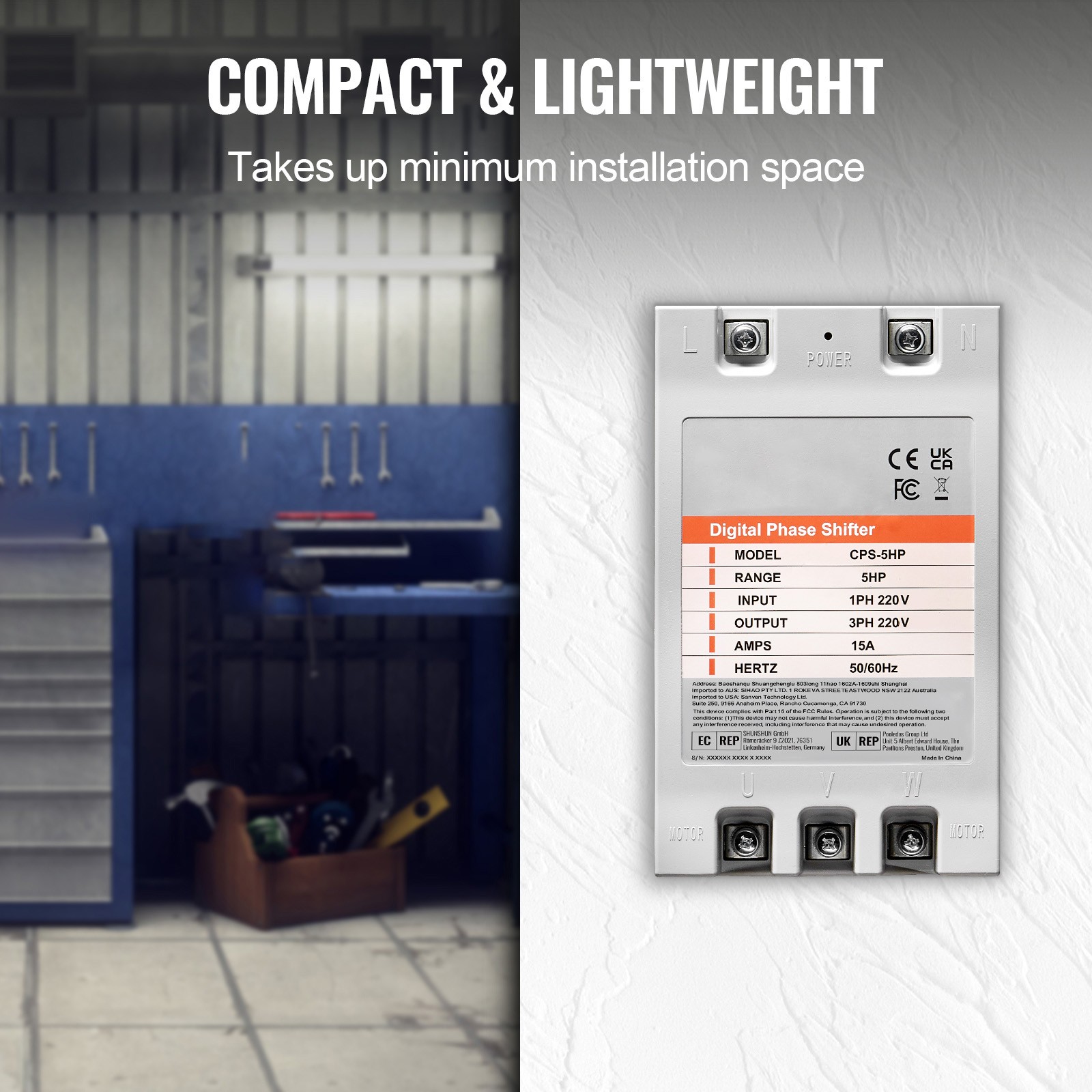 Uimoso 5HP Digital Phase Converter 15A 220V Single to Three Phase