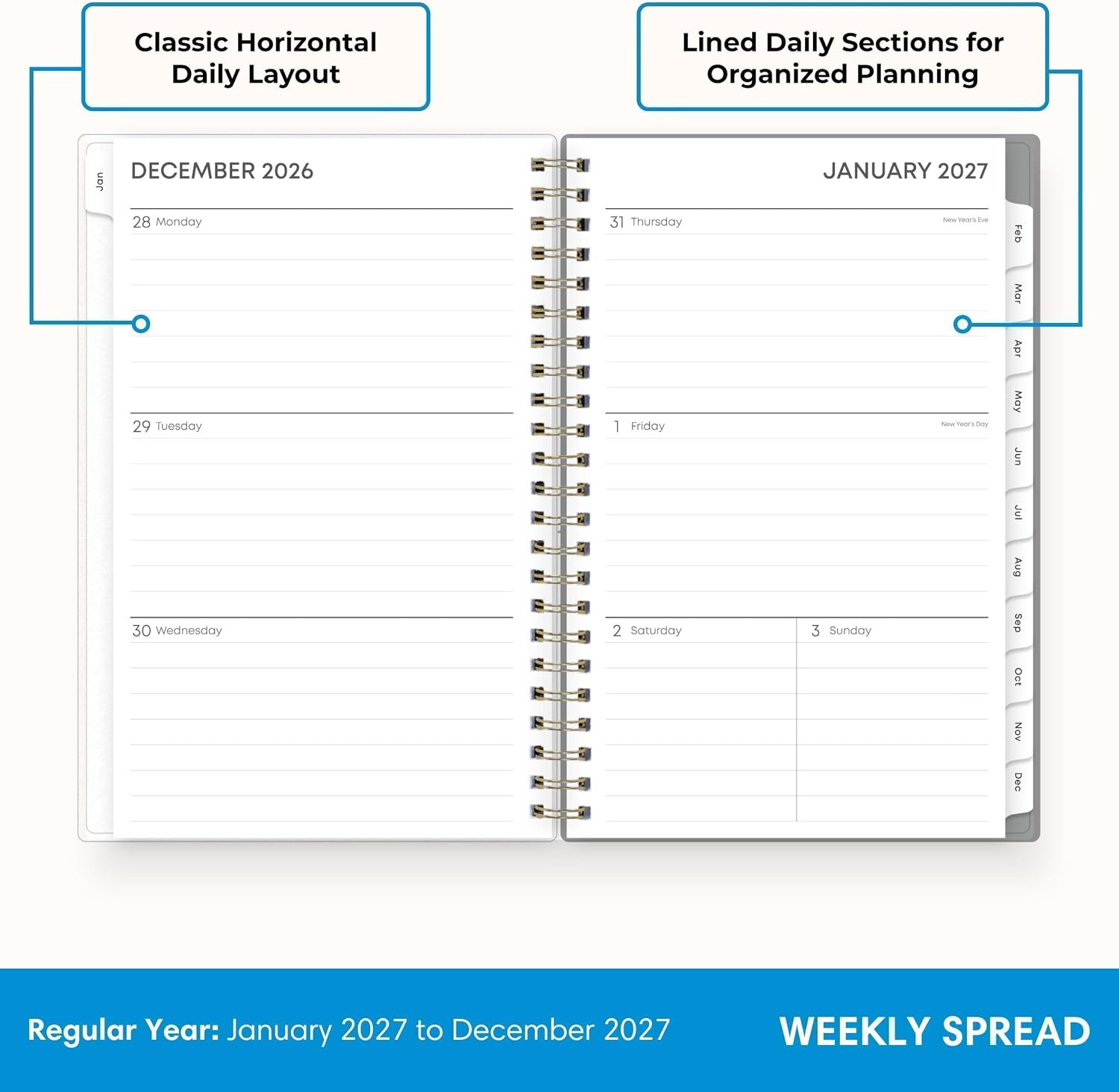 2027 Weekly and Monthly Planner Calendar, January 2027 – December 2027, 5″ X 8″,