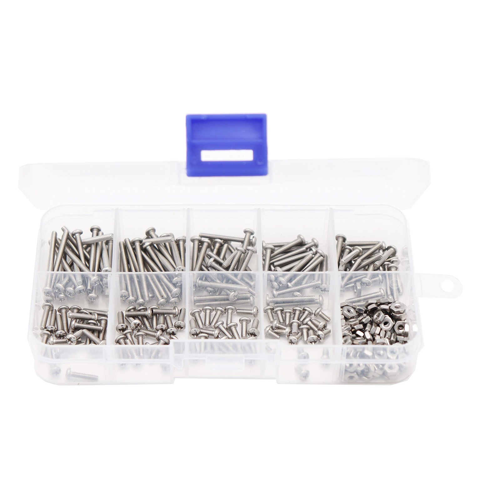 binifiMux 300pcs 2-56 Pan Phillips Machine Screws Hex Nuts Assortment Kit,5/3…