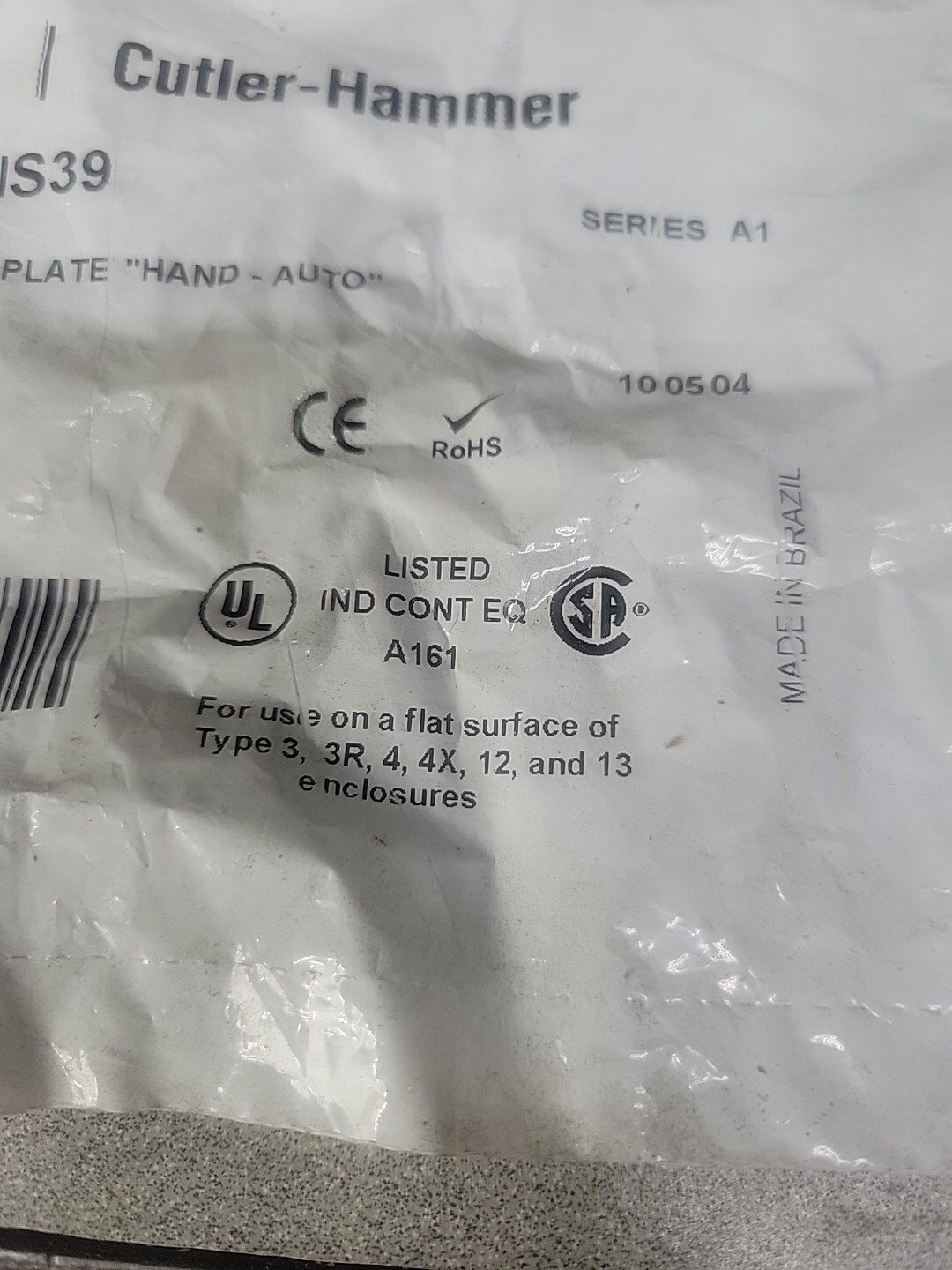 CUTLER HAMMER E22NS39 LEGEND PLATE «HAND-AUTO» SERIES A1 2PCS