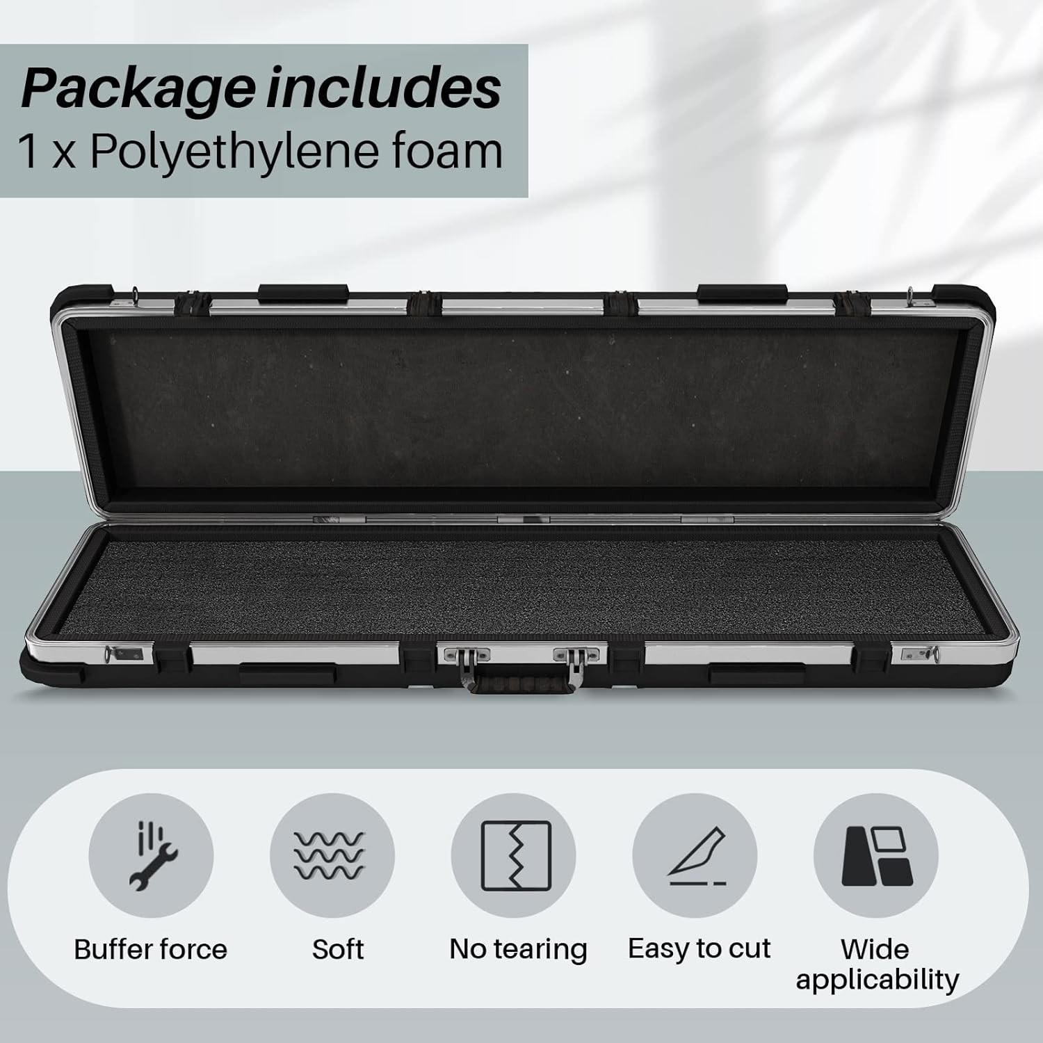 Customizable Polyethylene Foam Sheet 54 x 16 x 0.5 Inch Black Foam Insert Pad…