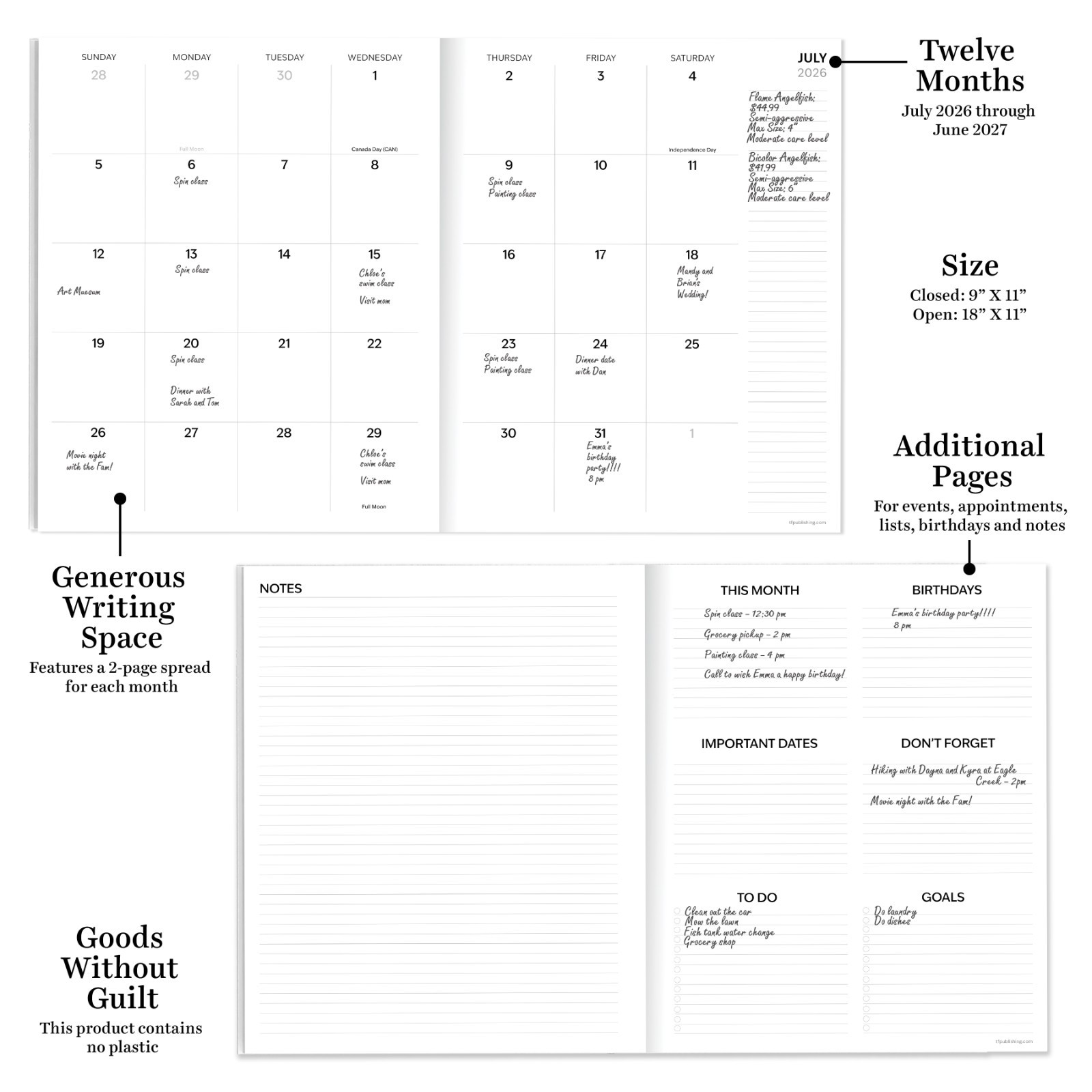 July 2026 – June 2027 Exotic Palms Large Monthly Planner