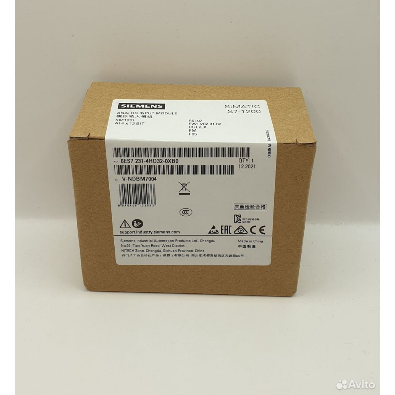 NEW Siemens 6ES7231-4HD32-0XB0 6ES7 231-4HD32-0XB0 S7-1200 Analog input SM 1231