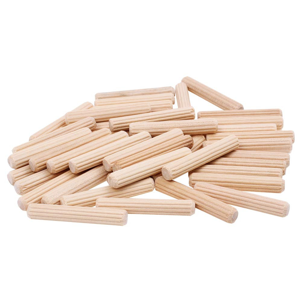 100 Pack 1/4″ Wood Dowel Pins Straight Grooved Pins for Furniture Door and Art P