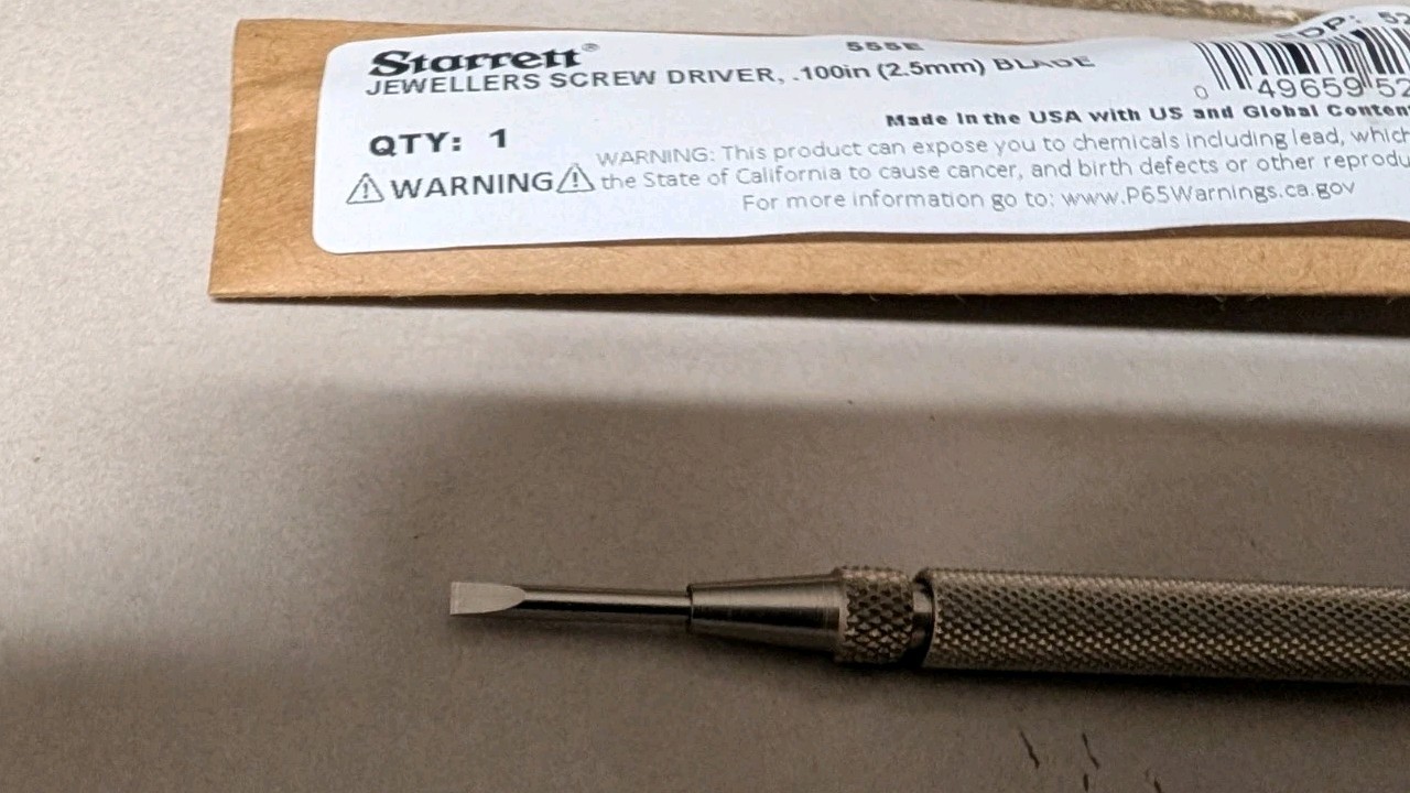 NEW Starrett 555E Jewelers Pocket Screwdriver .100in (2.5mm) Blade