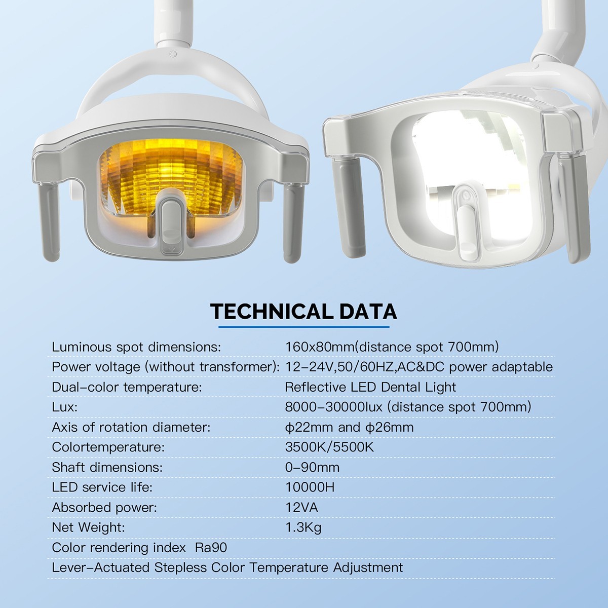 Dental LED Lamp Oral Light Dual-color Lamp for Dental Chair Infrared Sensor