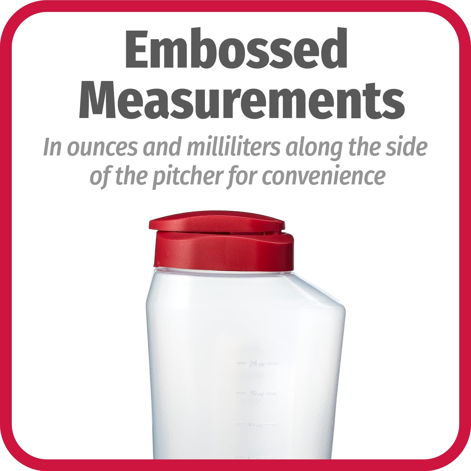 GoodCook 1 Quart Bottle with Snap Lock Easy-Pour 32 Ounces, Clear and Red