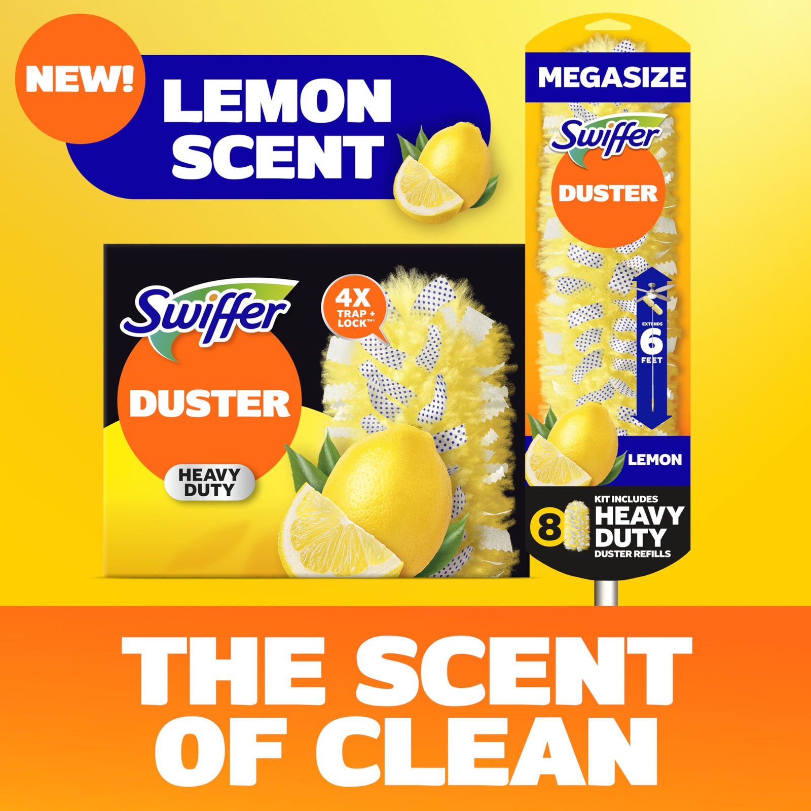 Swiffer Duster Kit with 6 ft Super Extendable Handle, Heavy Duty Multicolor
