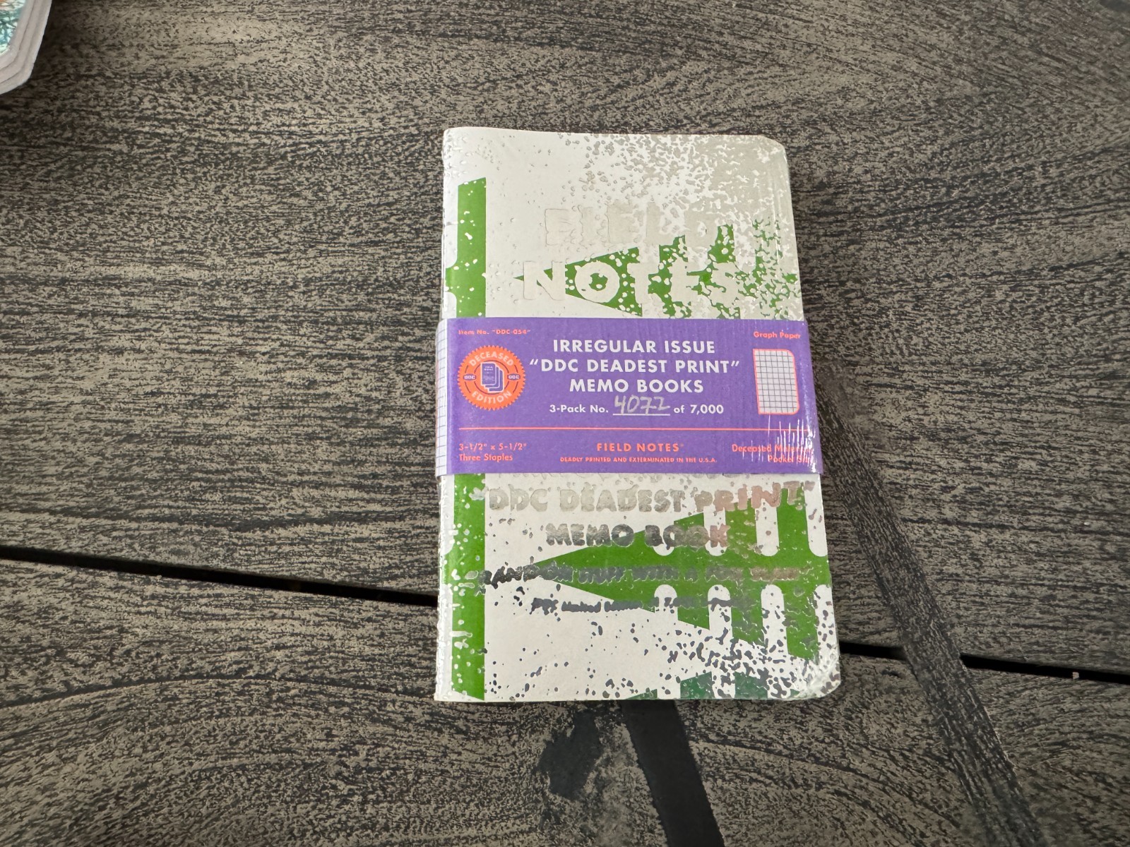 Field Notes Irregular Issue DDC Deader Print (DDC-054 No.4072 of 7,000)