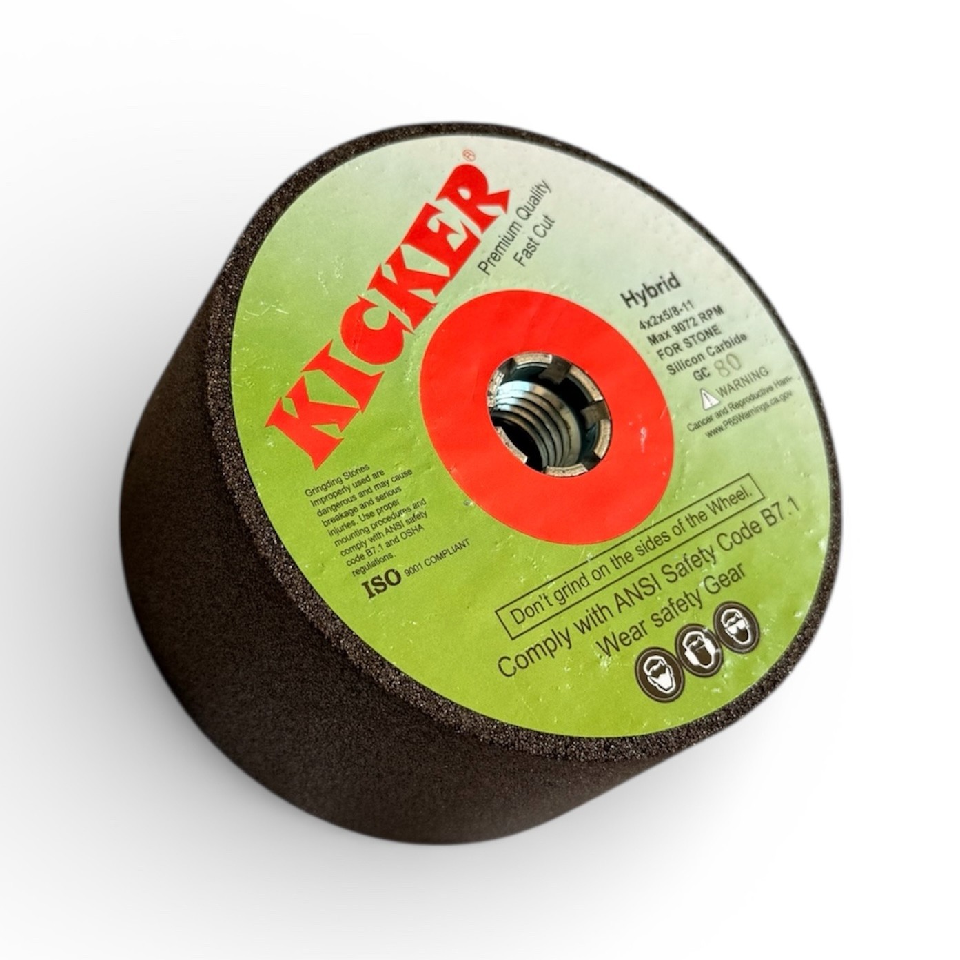 Kicker Hybrid Silicon Carbide Grinding Cup Wheel, 4×2, 5/8-11 Arbor, for Stone G