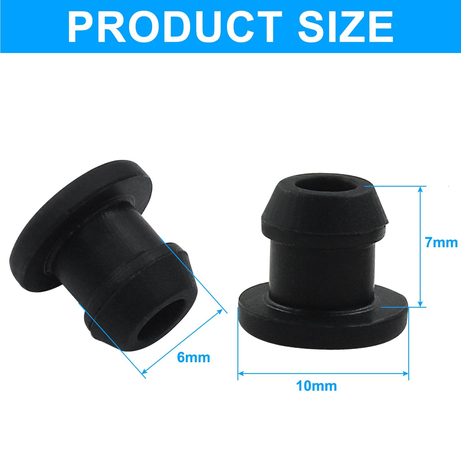 Cionyce 6mm Silicone Plugs Waterproof Stoppers 20 Pcs Black
