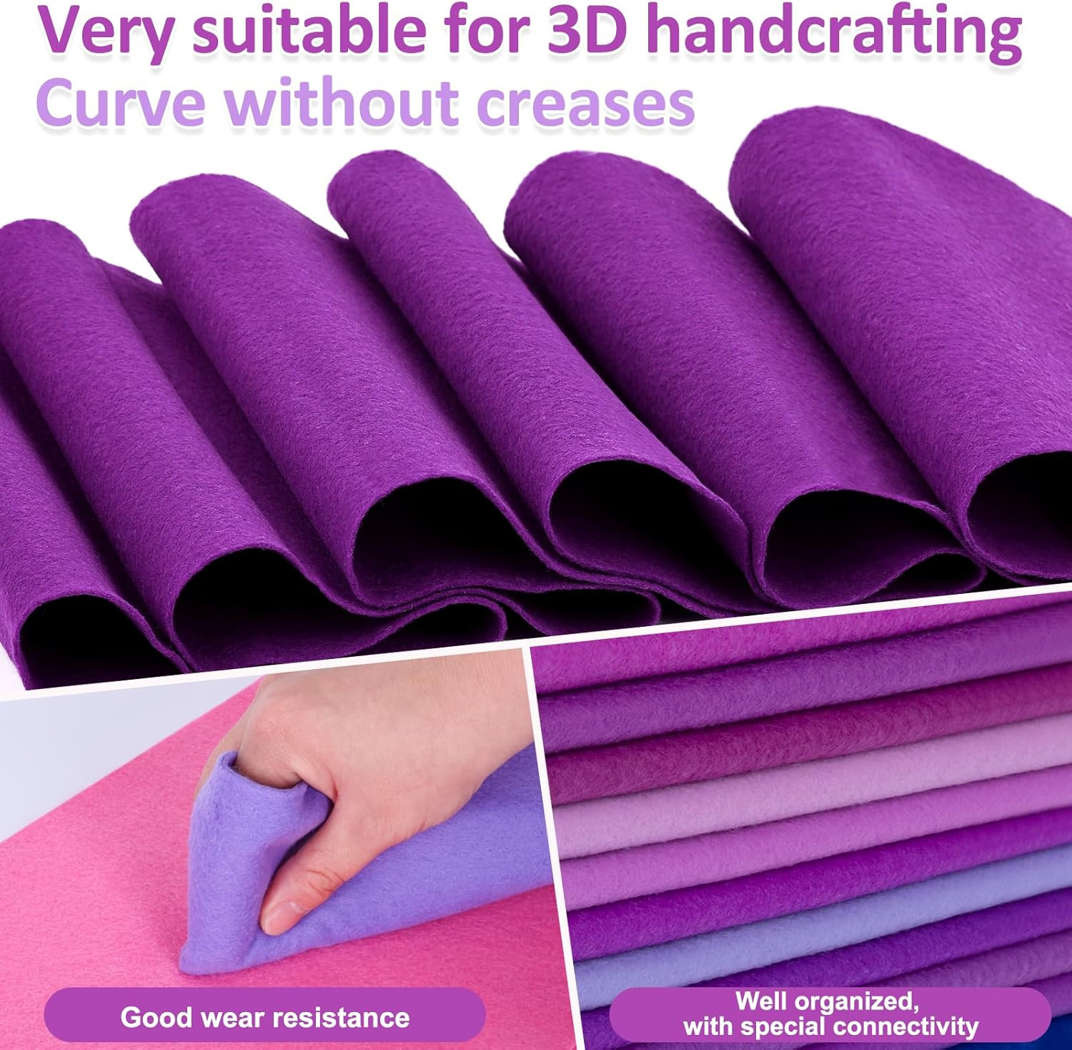 13 Rolls 8″X35″ 1.4Mm Thick Soft Felt Fabric Sheet 13 Assorted Purple Series Col