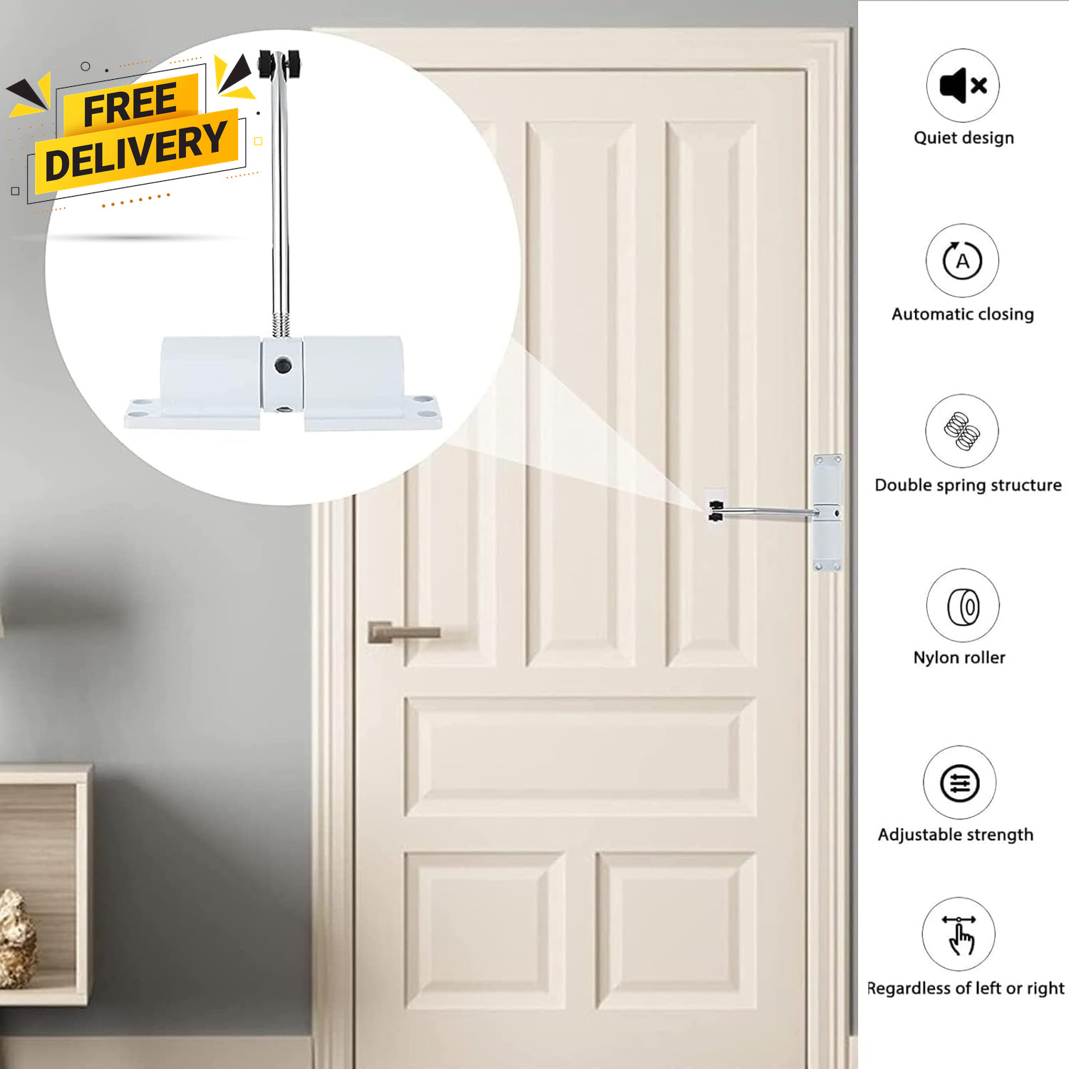 Automatic Door Closer 30 Kg Zinc Alloy Safety Spring Door Closer
