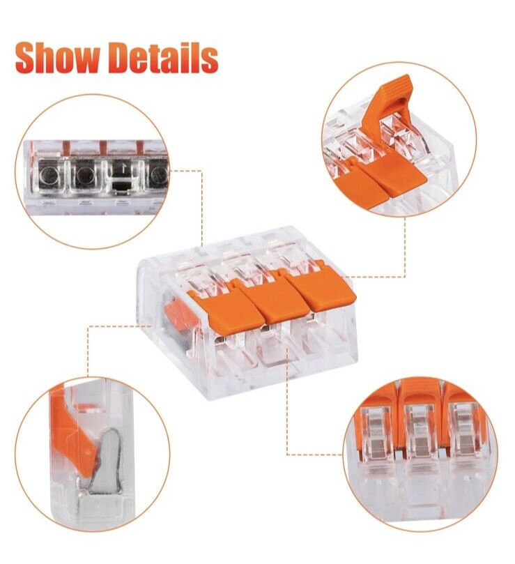 Lever Nut Compact Splicing Wire Connectors – 2/3/5 Conductor Set 75Pcs 221-412