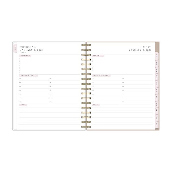 2026 Daily/Monthly Planner 7"x9" Ella Tan Clear Pocket Cover